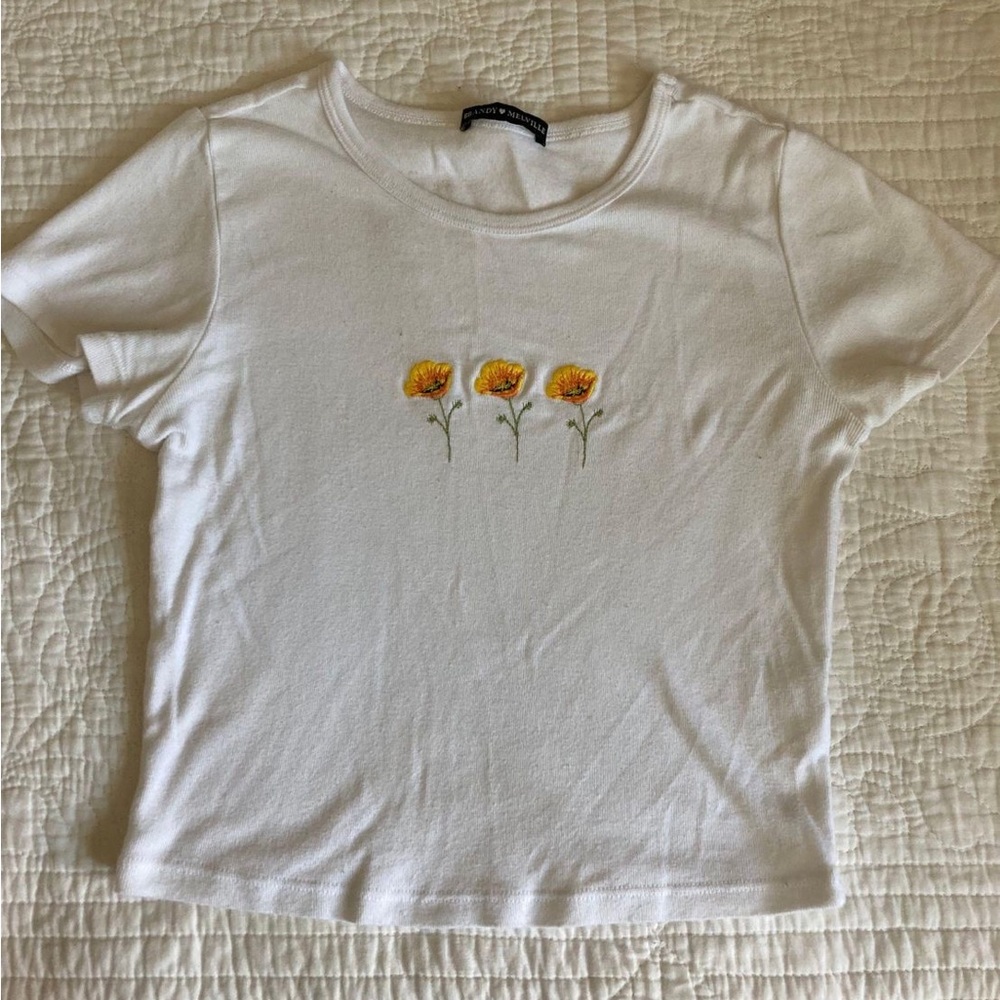 Brandy Melville Cropped Flower Baby Tee